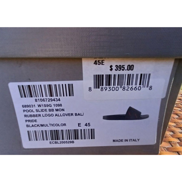 Balenciaga Pool Slides Men's Black Muti Colored Logo Pride US12 EU45 - Picture 9 of 10